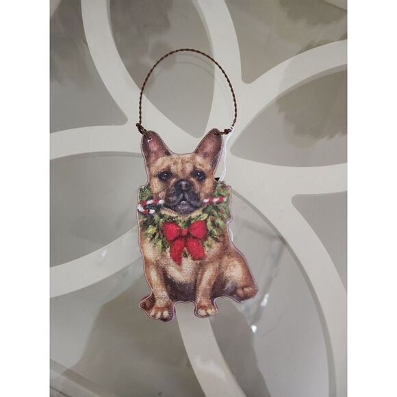 Candy Cane Frenchie Christmas Ornament ( 2 Piece Set ) - Picture 3 of 5